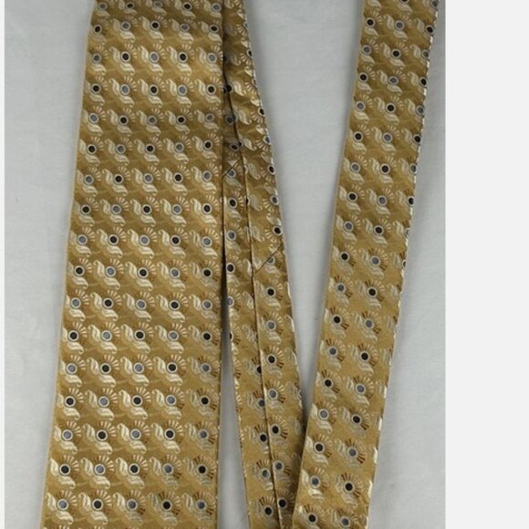 Ermenegildo Zegna Gold Sunburst Metallic Textured Silk Neck Tie Ornate Italy - Picture 4 of 5
